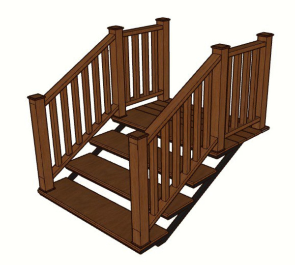 Уличная лестница Экодекинг Техно с 4 ступенями с 2 секциями ограждений